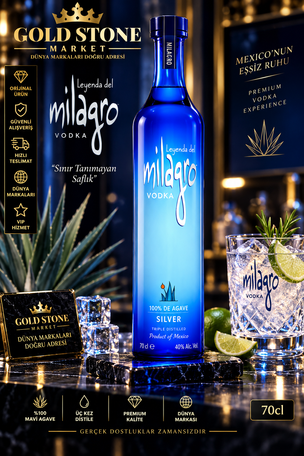 milagro silver tekila 70cl