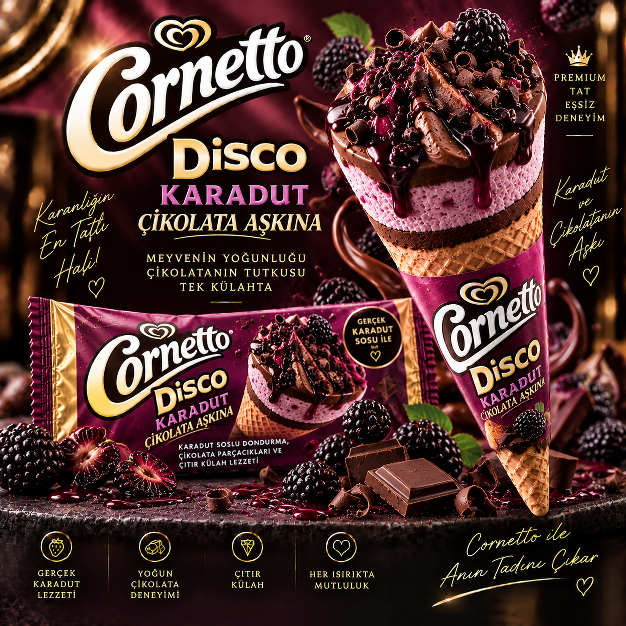 cornetto disco karadut cıkolata askına