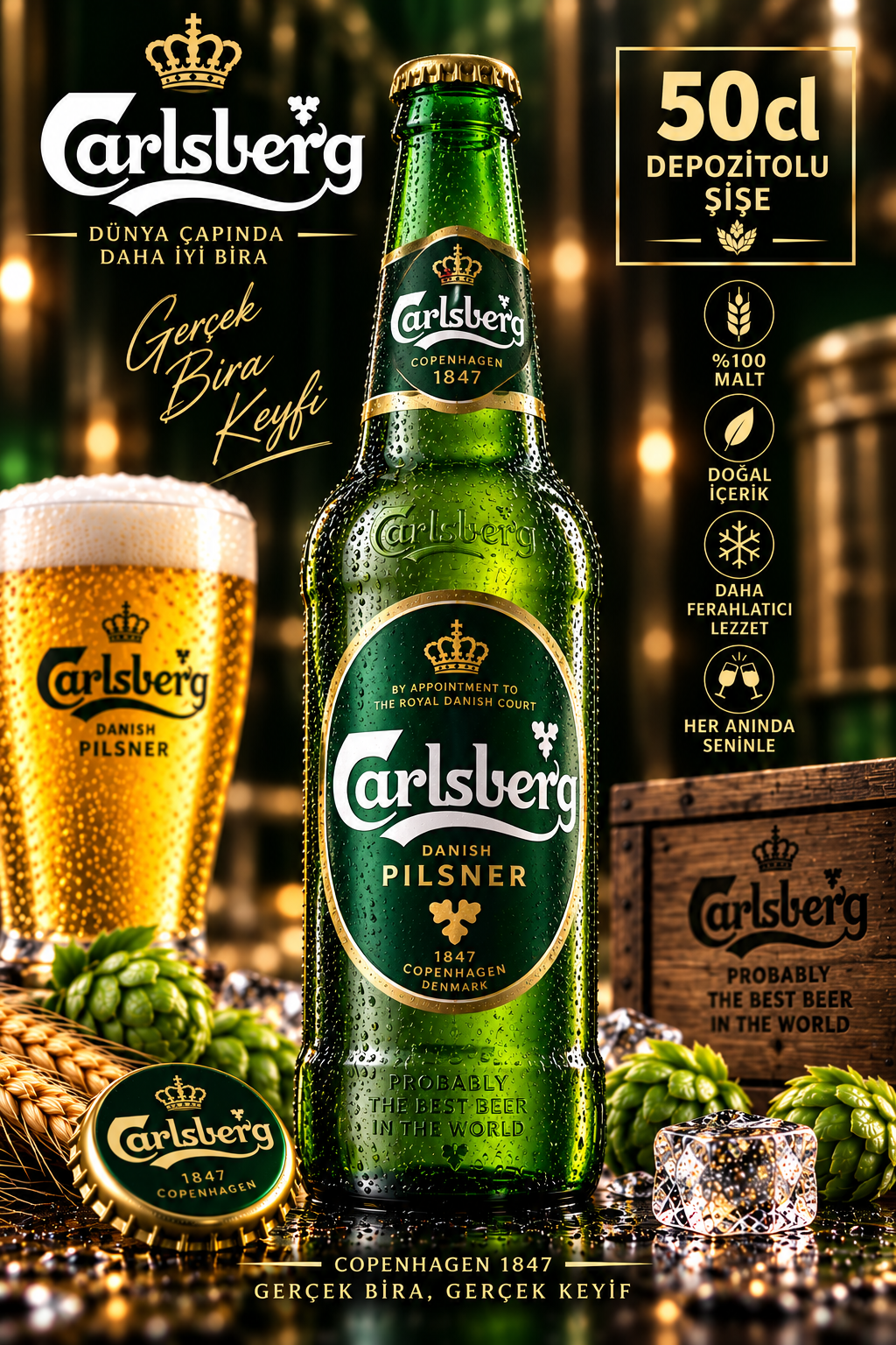 Carlsberg 50 cl depozitolu şişe