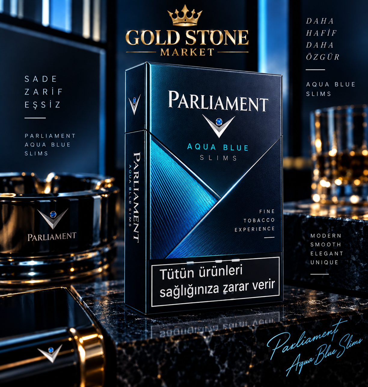 Parliament Aqua Blue Slims