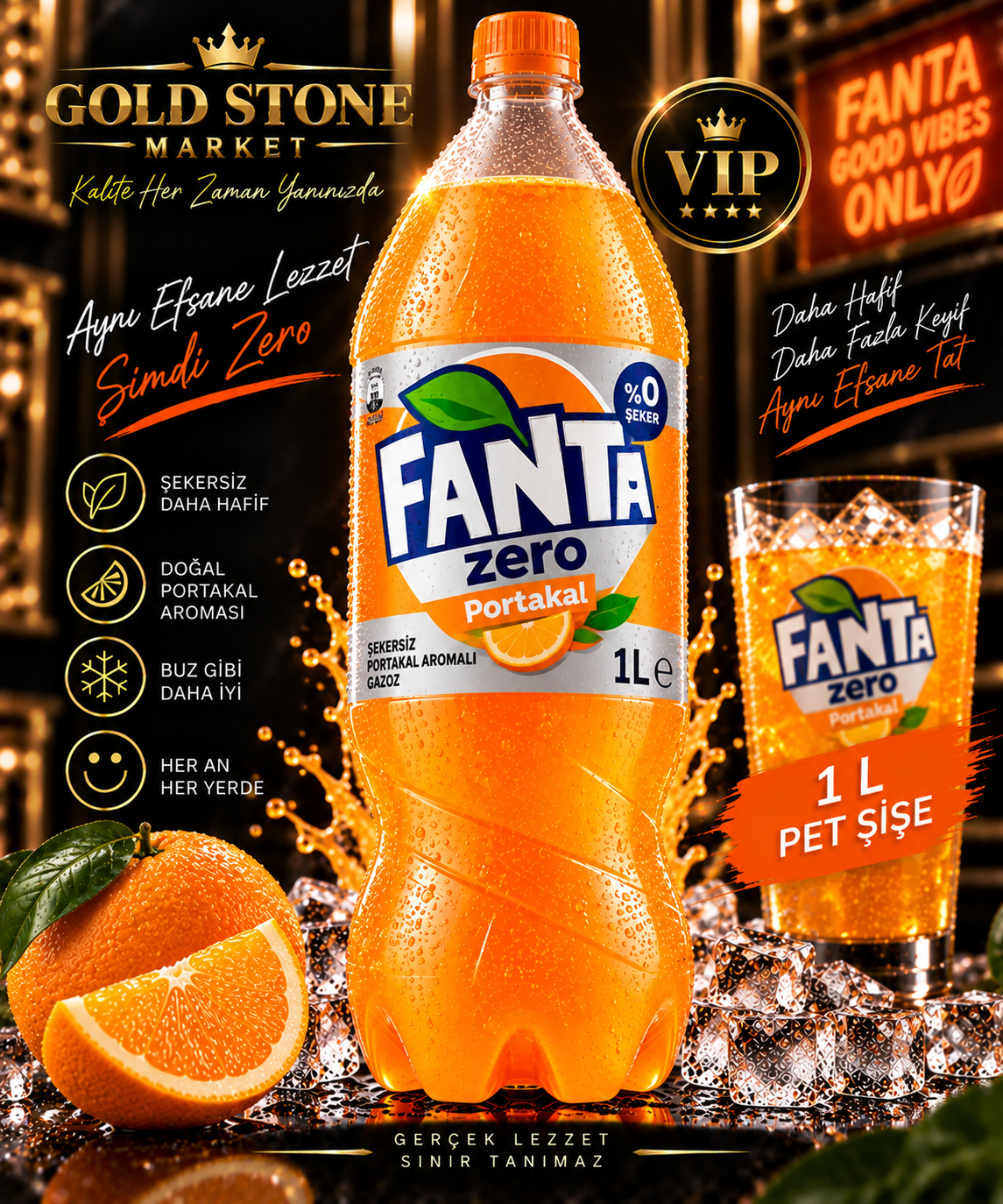 Fanta Zero Portakal 1 L pet