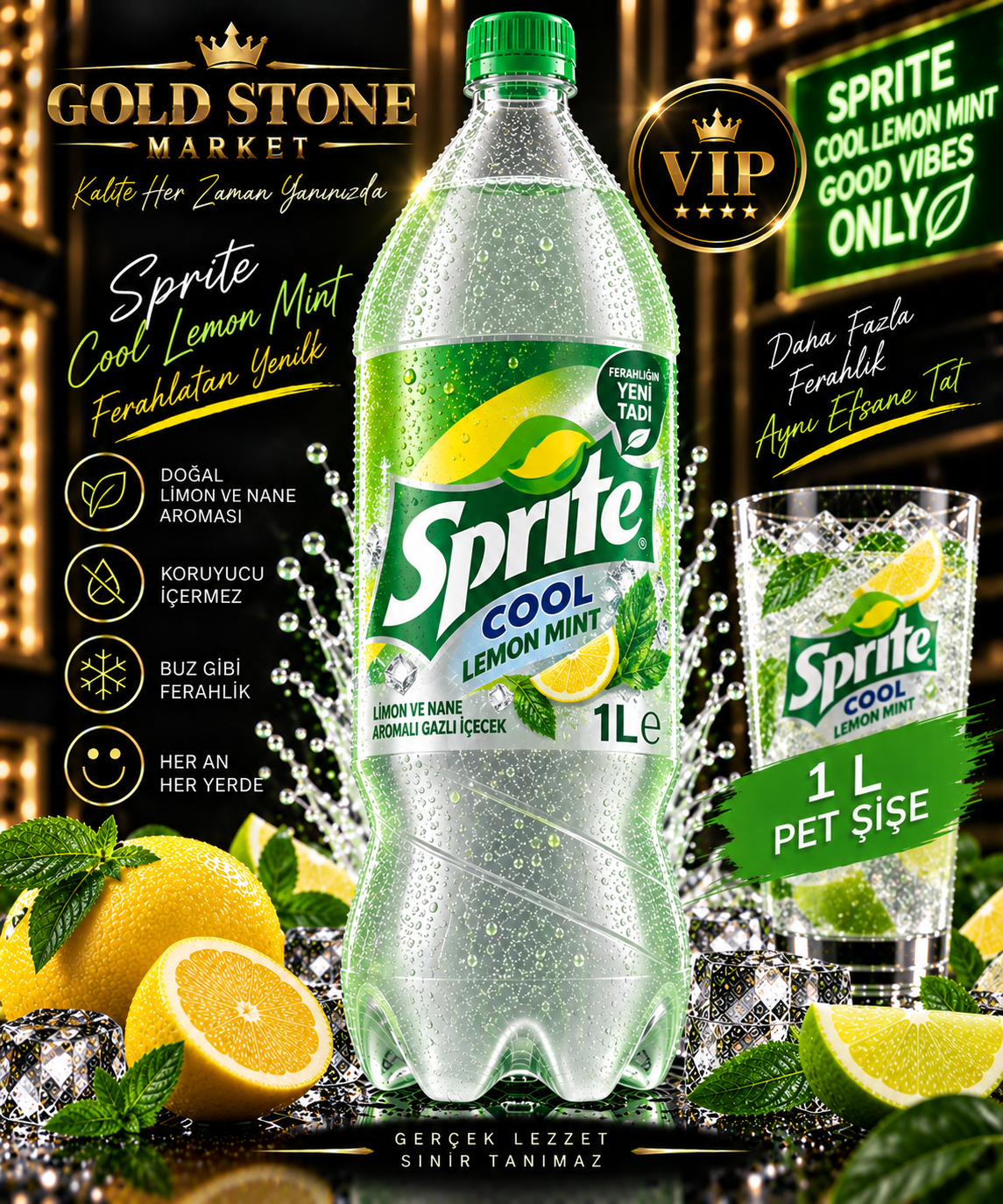 Sprite Cool Lemon Mint 1 L pet