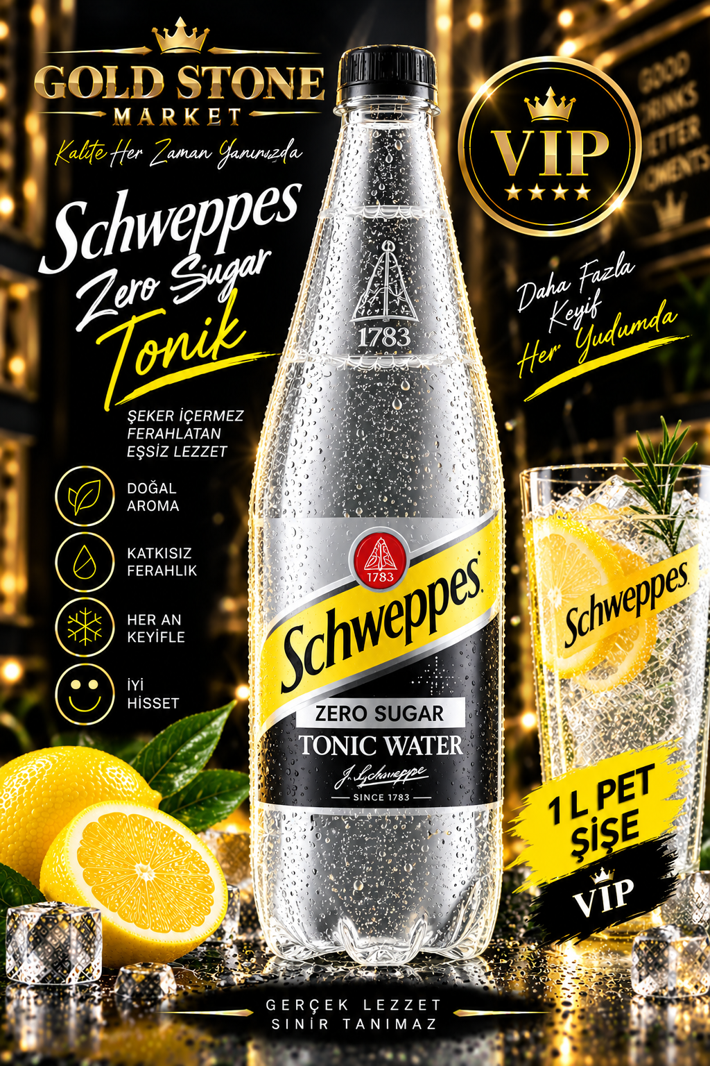Schweppes Zero Sugar Tonik 1 L pet